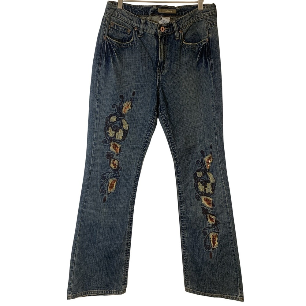Vintage Z Cavaricci Womens Jeans 10 Distressed Embroidered Sequin Straight Y2K